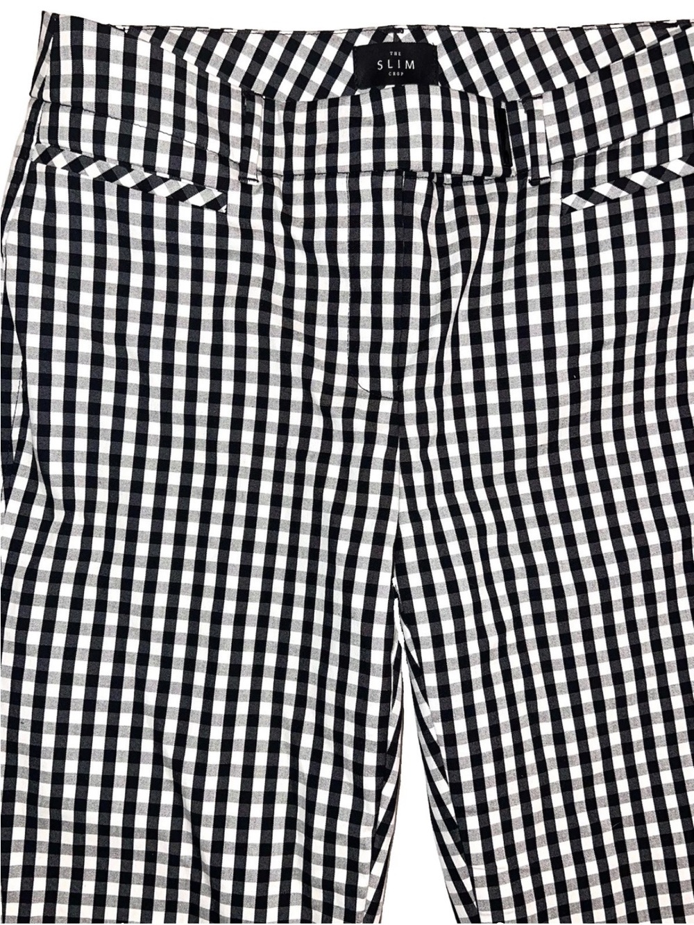 White House Black Market Gingham Plaid Slim Cropped Pants Sz 2 - Picture 4 of 7